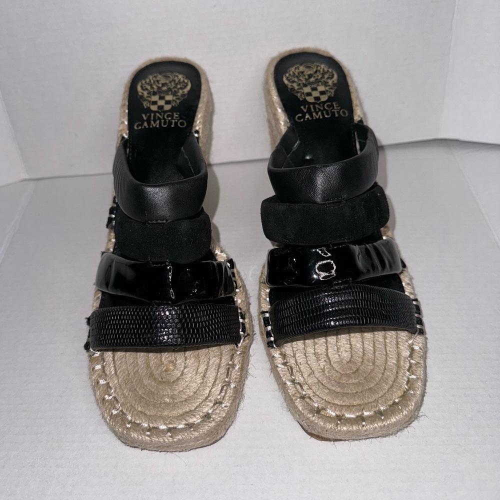 Vince Camuto Black and Cream Wedges
